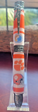 Clemson Tigers Hand Turned Acrylic Football Ballpoint Pen, Chrome Detail picture