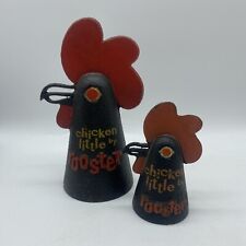 2 ROOSTER Vintage Cast Metal Paperweight Farm Necktie Advertising Store Displays picture