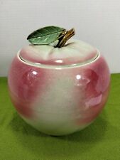 Vintage McCoy Pottery 1950 Blushing Apple Cookie Jar Stem Leaf picture