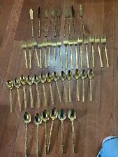 Vintage Gold Bamboo Style Flatware Silverware Settings, 44 pieces picture