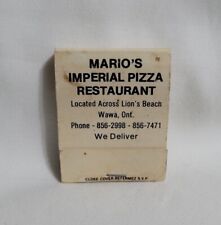Vintage Mario's Imperial Pizza Restaurant Matchbook Wawa Ont Advertising Matches picture
