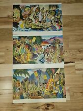 RARE set of three, Eugene Savage uncut unfolded ,Matson Cruise line lithographs picture
