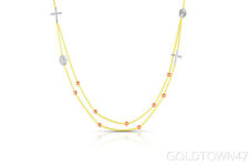 14k Yellow+ Rose+White Gold Finish Shiny Bead+Cross Fancy Necklace picture