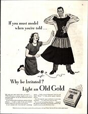 VTG 1946 Original Magazine Ad Old Gold Cigarettes BW IRRITATED If You Must Model picture