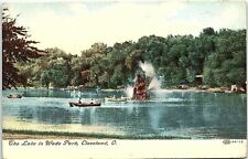 1909 Cleveland Ohio Wade Park Lake Boaters Fountain  Postcard 13-52 picture