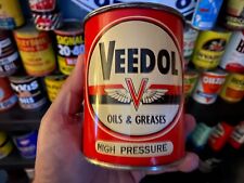 VINTAGE FULL NOS 1940'S VEEDOL 1 LB HIGH PRESSURE GREASE CAN EXCELLENT CONDITION picture