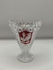 Hofbauer Byrdes Ruby Red Clear Small Fan Toothpick Holder With Bird picture