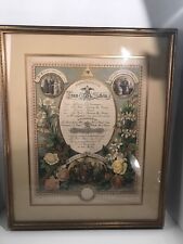 Antique 1886 German Christian Marriage Wedding Certificate Framed Unique picture