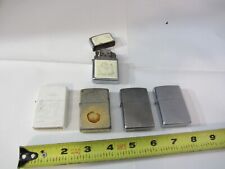 vintage Zippo lighter lot of 5 - chrome white scrimshaw SOME NEED REFURB/REPAIR picture