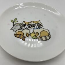 vintage child's plate Raccoons And Hearts Kohzan Japan 6 1/2