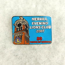 Vintage Merrill Wisconsin 80-yrs of Service Lions Club Metal Enamel Lapel Pin picture
