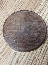 1893 Chicago World’s Fair  Columbian Exposition WOODEN MEDAL Machinery Hall picture