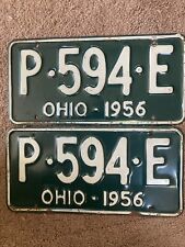 Pair of 1956 Ohio License Plates - P 594 E - Very Nice picture