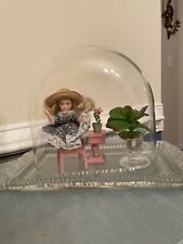 Decorative Oval Glass Dome Cloche With Antique Under Tray picture
