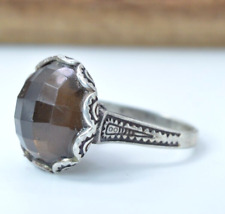 VERY STUNNING RARE ANCIENT BROWN STONE SOLID SILVER VIKING ANTIQUE RING ARTIFACT picture