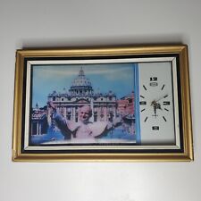 Vintage Elco Pope John Paul II Lenticular Clock Catholic Church picture