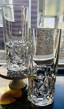 1980's Mid Century Tiffany Co Rock Cut Highball Glass Crystal Barware Set Of 2 picture