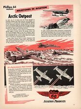1956 Phillips 66 Aviation Ad Arctic Outpost Aircraft Fuel Gas North Pole History picture