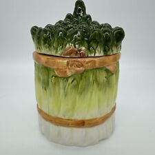 Vintage SAMWARE Made in China Ceramic ASPARAGUS SMALL canister/lid 1 of Set Of 3 picture