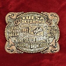 BRONC RIDING PRO RODEO CHAMPION TROPHY BUCKLE☆TULSA OKLAHOMA☆RARE☆1997☆534 picture