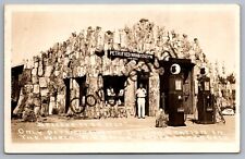 Real Photo Petrified Wood Gas Station w/ Pumps At Lamar CO Colorado RP RPPC J321 picture