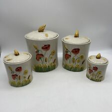 Set Of 4 Empress by Haruta 1980's Cookie Jar Canisters w/3D Wheat & Poppies picture