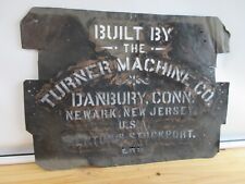 Antique Copper Stencil TURNER MACHINE Co Danbury CT Newark NJ Plaque Sign picture