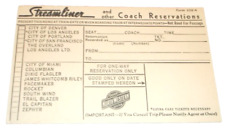1940's C&NW CHICAGO & NORTH WESTERN STREAMLINERS UNUSED COACH RESERVATION SLIP picture