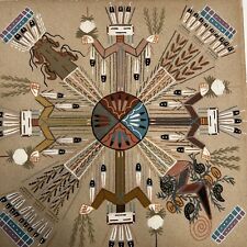 Vintage Navajo Sand Painting, Yei Female, Signed Native American Spiritual Art picture