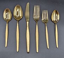 VIP Gold-Tone Stainless 6 Piece Place Setting Flatware/Silverware w Sleeve VTG picture