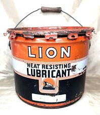 Vintage Lion Oil Heat Resistant Lubricant 25lb Bucket Can El Dorado Arkansas picture