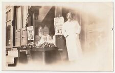 c1930s~Flynn & Mills Grocery~Worcester MA~Storefront Lady & Kid~Vintage Photo picture