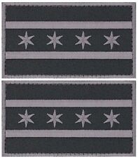 Chicago City Flag Embroidered Morale Patch  | 2PC  HOOK BACKING  3.5