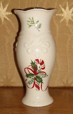 Lennox Christmas Bud Vase 5 In, Candy Cane Holly & Ribbon picture