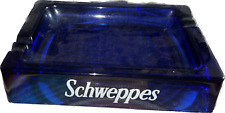 Retro Schweppes Advertising Bistro Ashtray Large Blue Glass picture