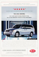 2002 Kia Sedona Van - safety - Classic Vintage Advertisement Ad H21 picture