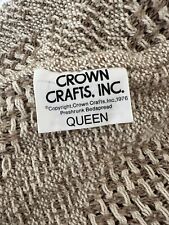 Antique VTG Crown Crafts, INC 1976 USA Fringed Bedspread Linen Embroidered Queen picture