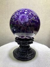128MM Natural Dream Amethyst Sphere Ball Crystal Stone Home Decor Healing+Stand picture