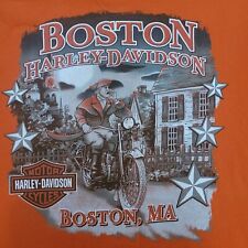 Harley Davidson 2009 Boston Massachusetts Orange T-Shirt Size Men's XL picture