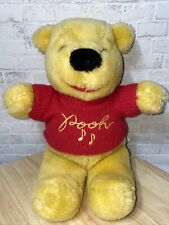 Vintage 1991 Sears Disney Winnie The Pooh Bear Plush Stuffed Doll Music Red Top picture