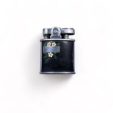 Vintage Ronson Princess Lighter Black Flowers Floral 2