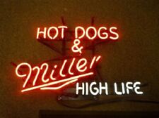 New Hot Dogs Miller High Life Neon Sign 24
