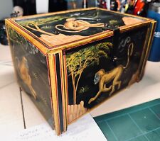 Unique Vintage Indo-Portuguese Hand Painted Apothecary Box / Fall-Front Cabinet picture