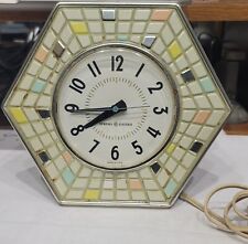 Vintage GE Kitchen Wall Clock Model 2118A Mosaic Tile Hexagon Mid-Century picture
