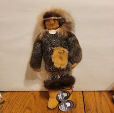 Vintage Handicraft from Alaska Eskimo Inuit Folk Art Real Fur Bird Hunter Homer picture