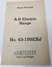 A-B Stoves 43-156EXJ Repair Parts List Schematic Diagram 1950 Detroit picture