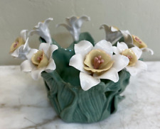 Unique Small Porcelain Centerpiece with Flowers, Leaves picture