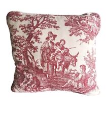Vintage Waverly Pillow Red & Cream Rustic Toile French Country Life 16