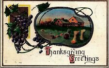 1911 THANKSGIVING GREETINGS TURKEY GRAPES  TINSELED EMBOSSED POSTCARD 34-73 picture