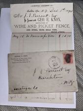 Antique 1894 George Knox Wire & Picket Fence Statement: Ballston Spa NY New York picture